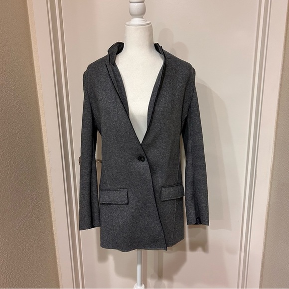 GAP Jackets & Blazers - Gap Gray Wool-Blend Stand Collar Blazer (Single-Button) size large color grey